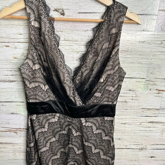 JS collections lace black brown cream size 4 dress - Picture 3 of 9